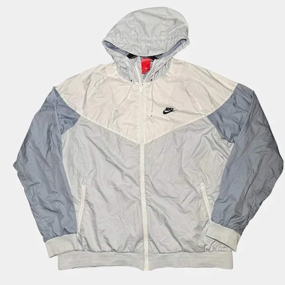 Nike Windrunner Vintage Hooded Windbreaker Nylon Jacket Grey White Mens Size XL - Picture 2 of 10